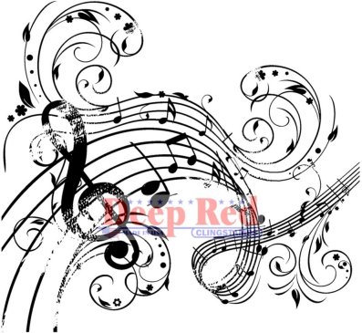 Deep Red Cling Stamp - Music Swirl