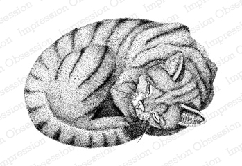 Impression Obsession Cling Rubber Stamp - Sleeping Cat