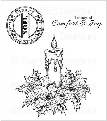 Heartfelt Creations - Sparkling Poinsettia Candle Pre-Cut Cling Mounted Stamp Set (3 stamps)