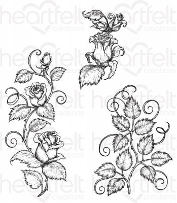 Heartfelt Creations - Rose Vines Pre-Cut Cling Mounted Stamp Set (3 stamps)