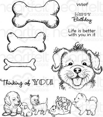 Heartfelt Creations - Paw-Fect Pooches Pre-Cut Cling Mounted Stamp Set (9 stamps)