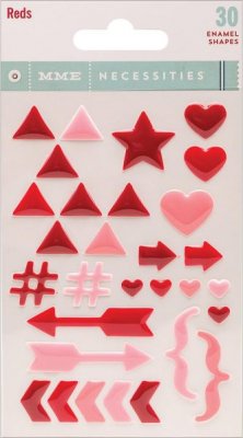 My Minds Eye Necessities Adhesive Enamel Shapes - Reds (30 pack)