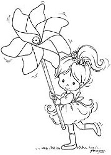 Stampavie Clear Stamps - Little Tobi with pinwheel