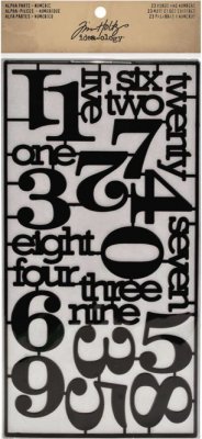 Tim Holtz Idea-Ology - Numeric Words & Numbers Black Alpha Parts (23 pack)