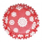 Red Snowflake Printed Baking Cases