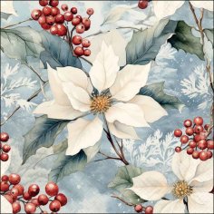 Ambiente 33 x 33cm Napkins / Serviettes - Winter Poinsettia (20 pack)