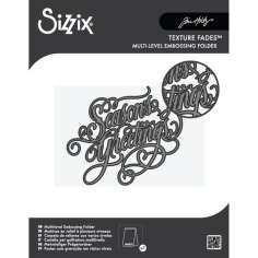 Sizzix Multilevel Texture Fades A6 Embossing Folder - Seasons Greetings by Tim Holtz