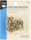 Dritz Extra-Large Hooks & Eyes - Antique Brass (3 pack)