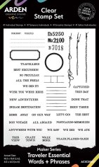 Arden Creative Studio 4”x6” Clear Stamp Set - Maker Series Traveler Essential Words+Phrases