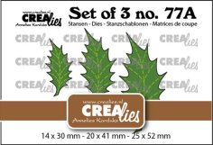 Crealies Set of 3 Dies - No. 77A Leaves 22 Solid Holly with Stitchline
