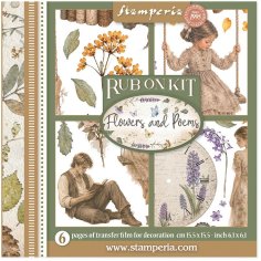 Stamperia 15,5x15,5cm Rub-On Assortment - Flowers and Poems (6 sheets)