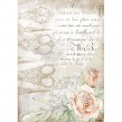 Stamperia A4 Rice Paper Sheet - Romantic Threads Scissors and Roses