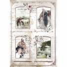 Stamperia A4 Rice Paper - Romantic Horses 4 Frames