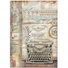 Stamperia A4 Rice Paper Sheet - Lady Vagabond Lifestyle Typing Writer