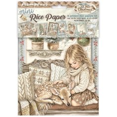 Stamperia A6 Mini Rice Paper Selection - White Christmas (8 sheets)