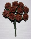 10st Small Paper Roses Coffee Brown ca 1cm