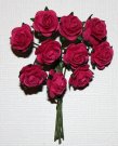 10st Small Paper Roses fuschia pink ca 1cm