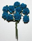 10st Small Paper Roses deep turquoise blue ca 1cm