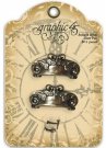 Graphic 45 Staples Ornate Metal Door Pulls - Antique Brass with 4 Brads (2 pack)