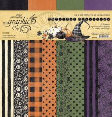 Graphic 45 BOOtiful Greetings 12”x12” Patterns & Solids Pack (16 sheets)