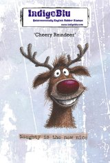IndigoBlu A6 Red Rubber Stamp - Cheery Reindeer
