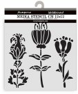 Stamperia 12x12cm Thick Stencil - Furry Friends Stylized Flowers