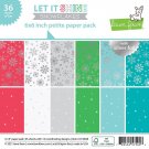 Lawn Fawn 6”x6” Petite Paper Pad - Let It Shine Snowflakes with Silver Foil (36 sheets)