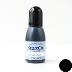 Tsukineko StazOn Ink Refill - Jet Black (15ml)