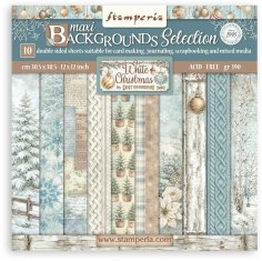 Stamperia 12"x12" Maxi Background Selection Paper Pack - White Christmas (10 sheets)