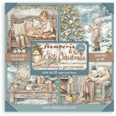 Stamperia 8"x8" Single-sided Paper Pack - White Christmas (22 sheets)