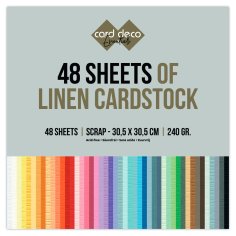 Card Deco 30,5x30,5 cm Linen Cardstock Jumbo Pack (48 sheets)