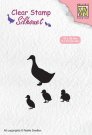 Nellies Choice Clearstamp - Silhouette Duck with Chicks