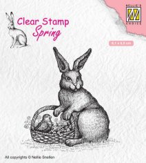 Nellies Choice Clearstamp - Easter Hare with Basket