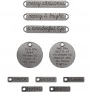 Tim Holtz Idea-Ology Metal Adornments - Antique Nickel Christmas Words (10 pack)