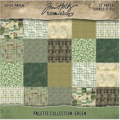 Tim Holtz Idea-ology 12”x12” Palette Collection - Green (12 sheets)