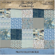 Tim Holtz Idea-ology 12”x12” Palette Collection - Blue (12 sheets)