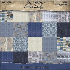Tim Holtz Idea-ology 8”x8” Palette Collection - Indigo (12 sheets)