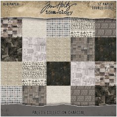 Tim Holtz Idea-ology 8”x8” Palette Collection - Charcoal (12 sheets)