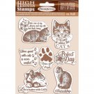 Stamperia High Definition Natural Rubber Stamps - Orchids & Cats