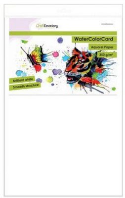 CraftEmotions 32x46cm Watercolor Paper 350 gr - Brilliant White (10 sheets)