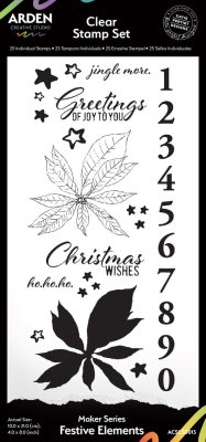 Arden Creative Maker Series 4x8 Inch Clear Stamp Set Festive Elements (ACSCS0013)