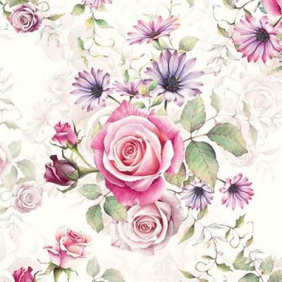 CraftEmotions Servetter / Napkins - Roses Pink and Lilac