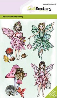 CraftEmotions A6 Clearstamp Set - Fairies Dimensional Stamp