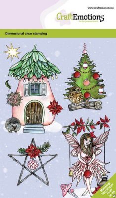 CraftEmotions A6 Clearstamp Set - Fairy House Dimensional Stamp