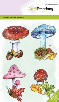 CraftEmotions A6 Clearstamp Set - Mushrooms Dimensional Stamp