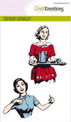 CraftEmotions A6 Clearstamps - 2 Ladies Fifties Kitchen
