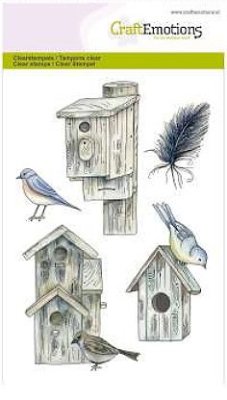 CraftEmotions A6 Clearstamps - Bird Houses Botanical Summer