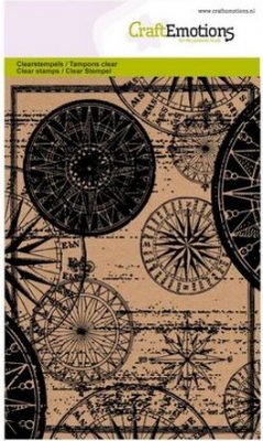 CraftEmotions A6 Clearstamp Set - Background Compass