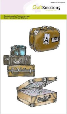 CraftEmotions A6 Clearstamp Set - Suitcases