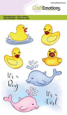 CraftEmotions A6 Clearstamp Set - Bath Ducks